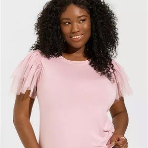 Pink Ruffle Sleeve Blouse